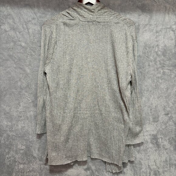 Eileen Fisher Crinkle Open Draped Cardigan L Gray Italian Yarn Lightweight - Picture 5 of 10